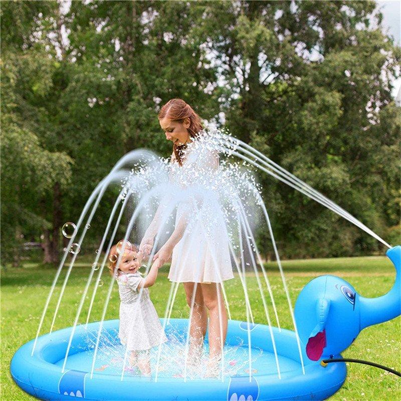 噴水マット 170cm 大きい 水遊び おもちゃ ビニールプール ウォーター プレイマット 噴水プール 子供用 親子遊び 芝生遊び 庭 プールマッ